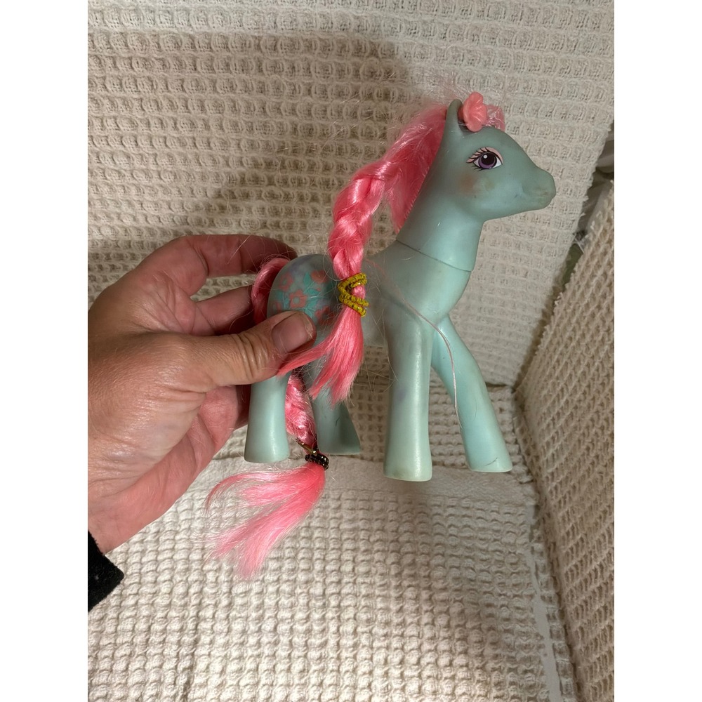 Vintage G1 Hasbro My Little Pony Bow Tie 5in Teal Pink
